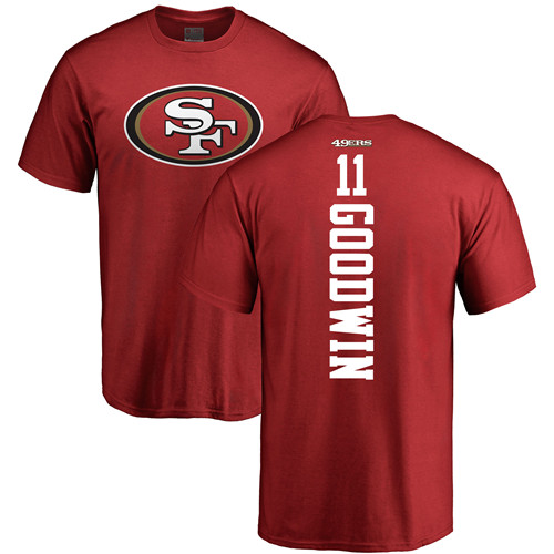 Men San Francisco 49ers Red Marquise Goodwin Backer #11 NFL T Shirt